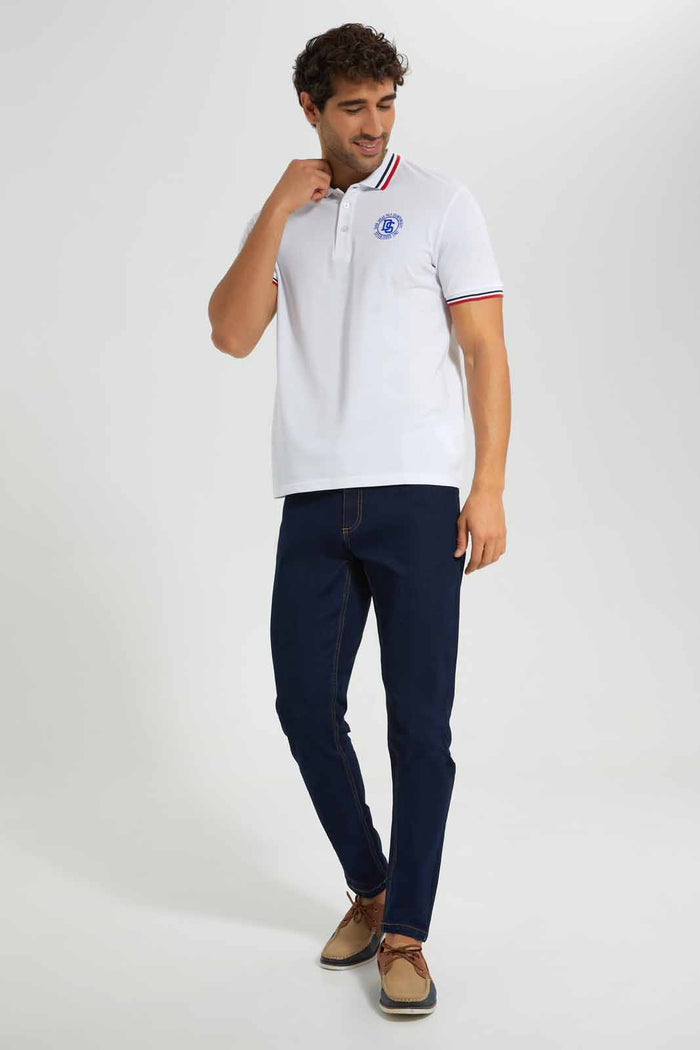Redtag-White-Polo-With-Tipping-Category:Polo-T-Shirts,-Colour:White,-Deals:New-In,-Filter:Men's-Clothing,-Men-T-Shirts,-New-In-Men-APL,-Non-Sale,-S22C,-Section:Men,-TBL-Men's-
