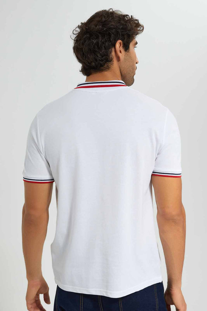 Redtag-White-Polo-With-Tipping-Category:Polo-T-Shirts,-Colour:White,-Deals:New-In,-Filter:Men's-Clothing,-Men-T-Shirts,-New-In-Men-APL,-Non-Sale,-S22C,-Section:Men,-TBL-Men's-