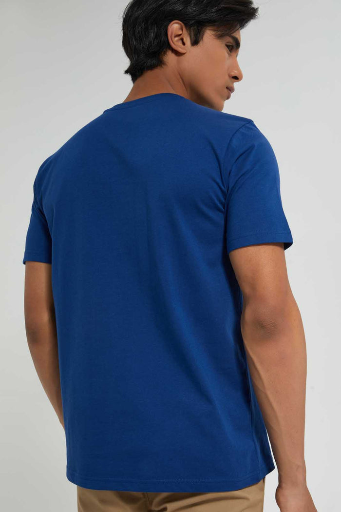 Redtag-Blue-T-Shirt-With-Chest-Print-Graphic-Prints-Men's-
