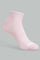 Redtag-Pale-Pink/Pale-Blue/White/Beige-Plain-Ankle-Socks-(5-Packs)-Ankle-Socks-Women's-