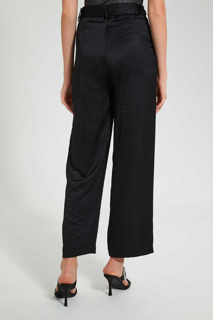 Redtag-Black-Straight-Fit-Trouser-With-Self-Fabric-Belt-Trousers-Women's-