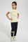 Redtag-Yellow-Girls-Foil-Printed-T-Shirt-Graphic-T-Shirts-Girls-2 to 8 Years