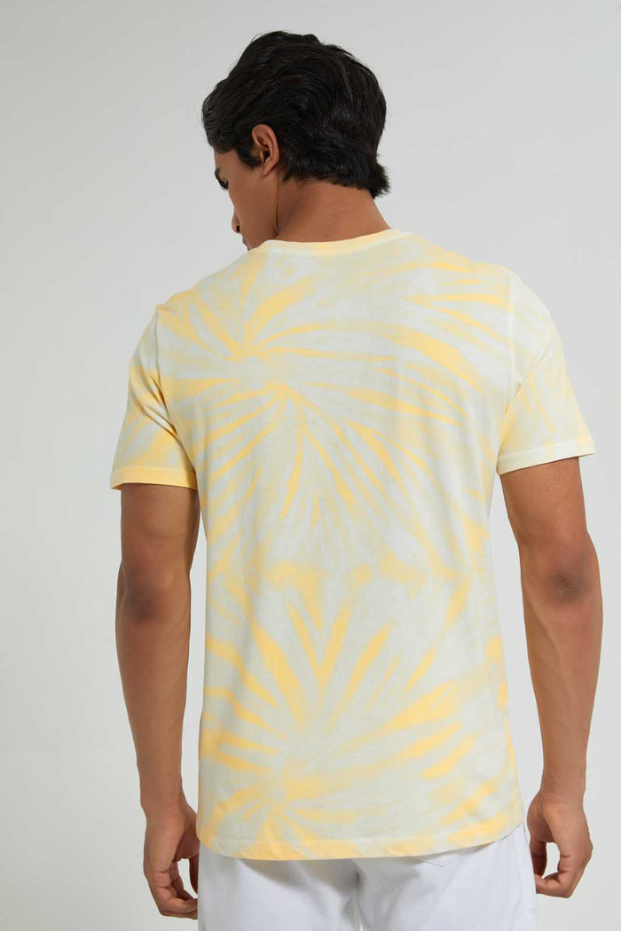 Redtag-Yellow-Tie-&-Die-T-Shirt-All-Over-Prints-Men's-