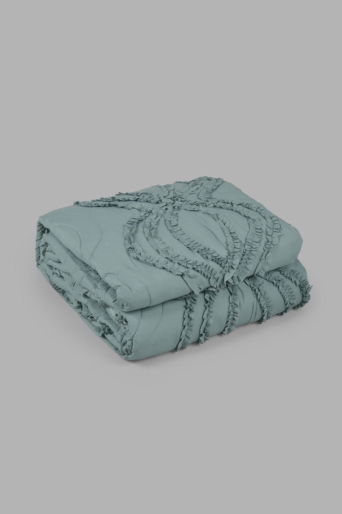 Redtag-Green-Bedspread-Set-With-Frill-
(Single-Size)-Category:Bedspreads,-Colour:Green,-Filter:Home-Bedroom,-HMW-BED-Bedspreads,-Non-Sale,-S22C,-Section:Homewares-Home-Bedroom-