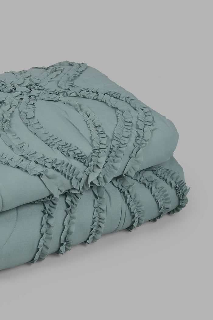 Redtag-Green-Bedspread-Set-With-Frill-
(Single-Size)-Category:Bedspreads,-Colour:Green,-Filter:Home-Bedroom,-HMW-BED-Bedspreads,-Non-Sale,-S22C,-Section:Homewares-Home-Bedroom-