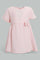 Redtag-Pink-Casual-Dress-With-Front-Bow-Dresses-Infant-Girls-3 to 24 Months