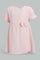 Redtag-Pink-Casual-Dress-With-Front-Bow-Dresses-Infant-Girls-3 to 24 Months