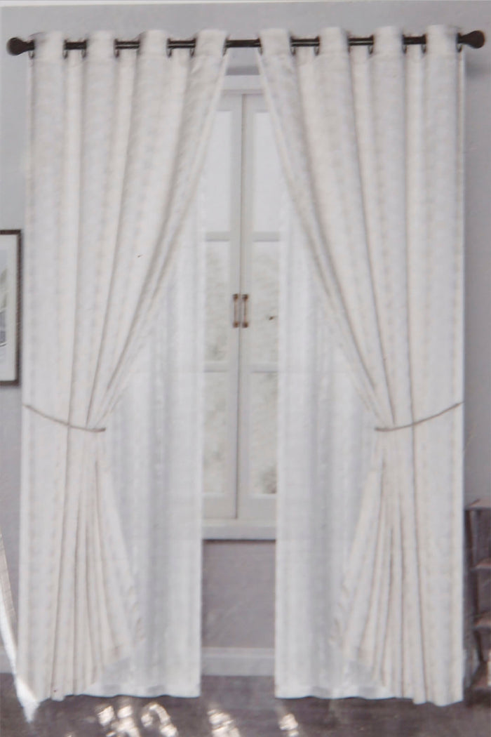 Redtag-Beige-Geometric-Jacquard-&-Sheer-4-Piece-Curtain-Set-Category:Curtains,-Colour:Beige,-Deals:New-In,-Filter:Home-Bedroom,-HMW-BED-Curtains,-New-In-HMW-BED,-Non-Sale,-Section:Homewares,-W22A-Home-Bedroom-