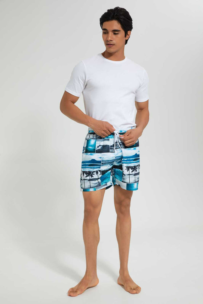 Redtag-White-Photo-Print-Swim-Short-Swimwear--