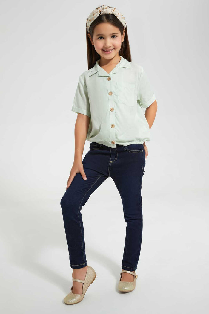 Redtag-Mint-Crop-Shirt-Blouse-Cropped-Tops-Girls-2 to 8 Years