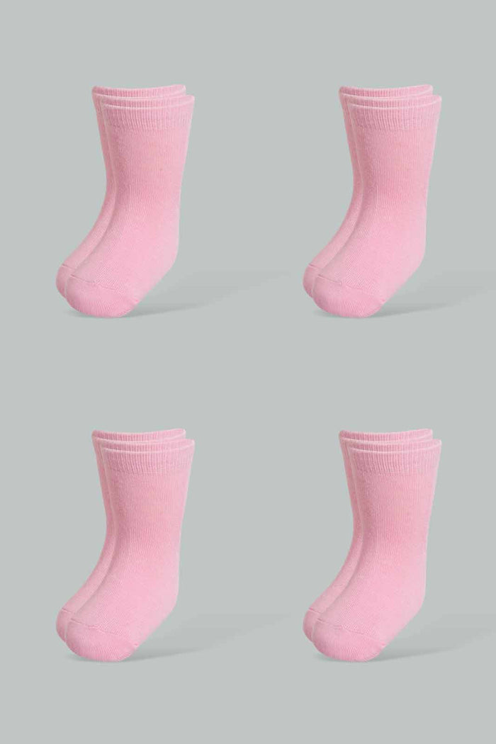 Redtag-Fuchsia-Solid-Four-Pc-Pack-Ankle-Length-Socks-Ankle-Socks-Infant-Girls-3 to 24 Months