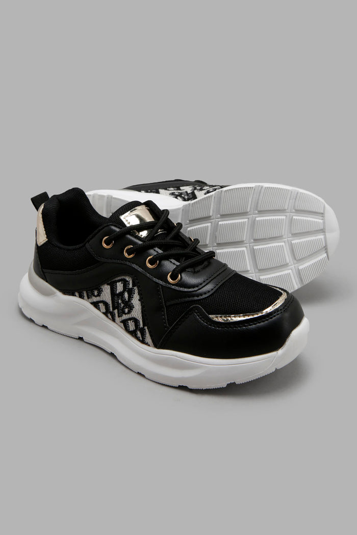 Redtag-Black-Lace-Up-Trainer-Category:Trainers,-Colour:Black,-Filter:Girls-Footwear-(5-to-14-Yrs),-GSR-Trainers,-New-In,-New-In-GSR-FOO,-Non-Sale,-Section:Girls-(0-to-14Yrs),-W22A-Senior-Girls-5 to 14 Years