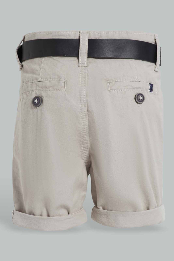 Redtag-Beige-Twill-Chino-With-Pu-Belt-Chino-Shorts-Infant-Boys-3 to 24 Months