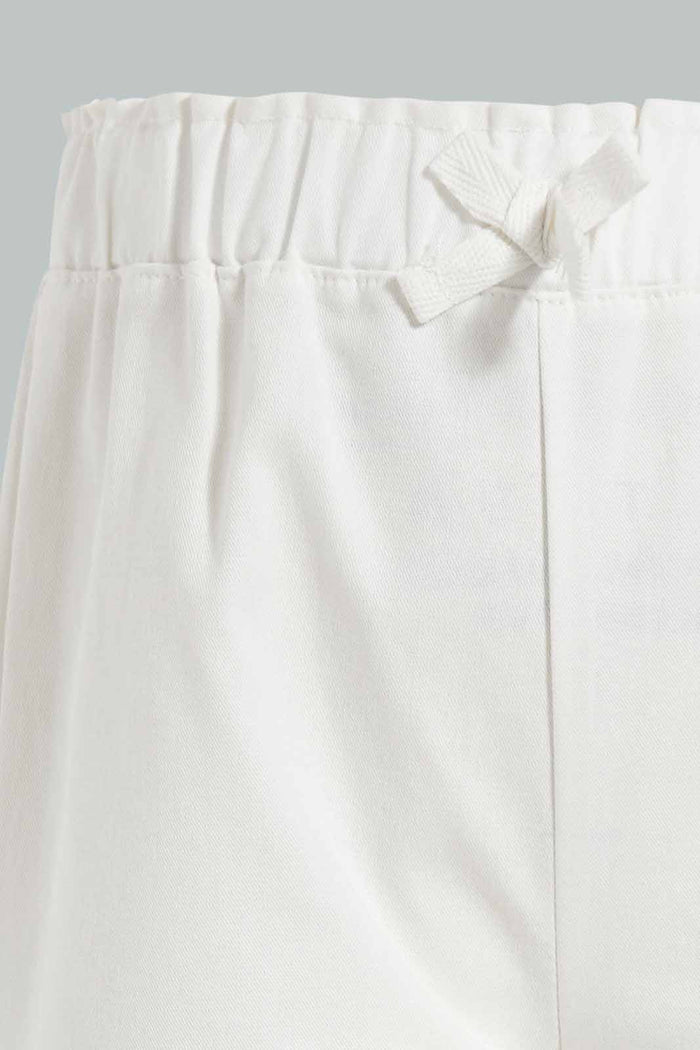 Redtag-White-Front-Bow-Casual-Trouser-Trousers-Infant-Girls-3 to 24 Months