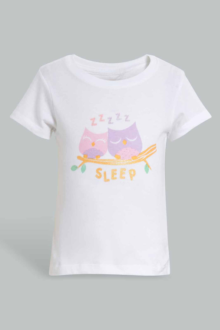 Redtag-White-Sleep-Pyjama-Set-Pyjama-Sets-Infant-Girls-3 to 24 Months