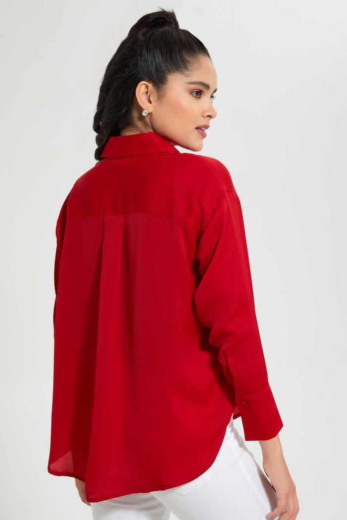 Redtag-Red-Satin-Shirt-Casual-Shirts-Women's-