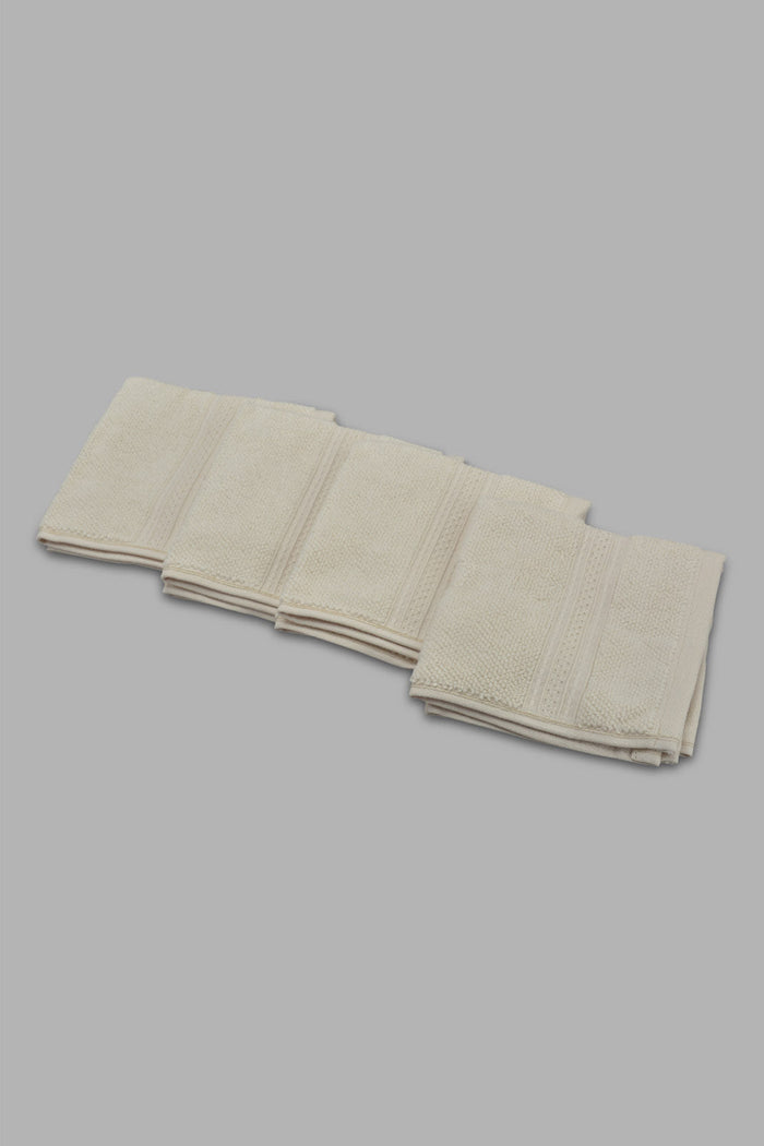Redtag-Beige-Textured-Cotton-Face-Towel-Set-(4-Piece)-Category:Towels,-Colour:Beige,-Filter:Home-Bathroom,-HMW-BAC-Towels,-New-In,-New-In-HMW-BAC,-Non-Sale,-Section:Homewares,-W22O-Home-Bathroom-