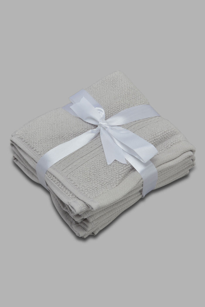 Redtag-Light-Grey-Textured-Cotton-Face-Towel-Set-(4-Piece)-Category:Towels,-Colour:Grey,-Filter:Home-Bathroom,-HMW-BAC-Towels,-New-In,-New-In-HMW-BAC,-Non-Sale,-Section:Homewares,-W22O-Home-Bathroom-