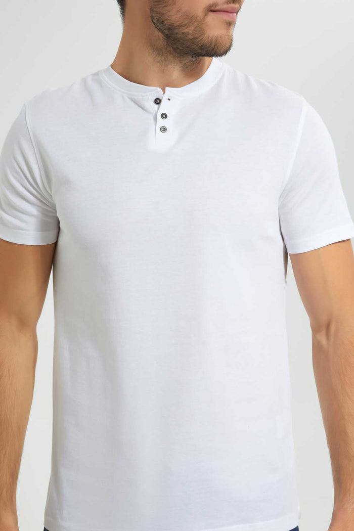 Redtag-White-Henley-T-Shirt-Plain-T-Shirts-Men's-