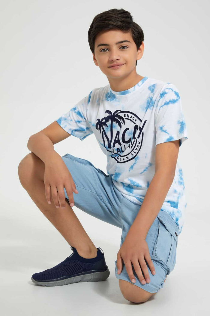 Redtag-Blue-Bsr-Tye-Dye-Tee-Graphic-T-Shirts-Senior-Boys-9 to 14 Years