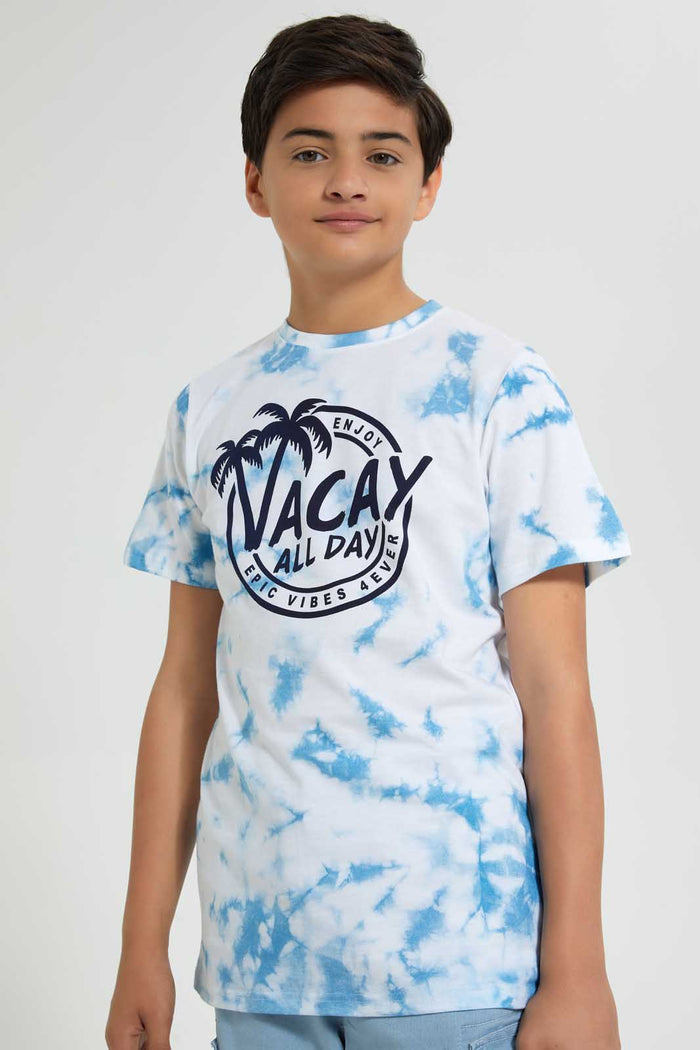 Redtag-Blue-Bsr-Tye-Dye-Tee-Graphic-T-Shirts-Senior-Boys-9 to 14 Years