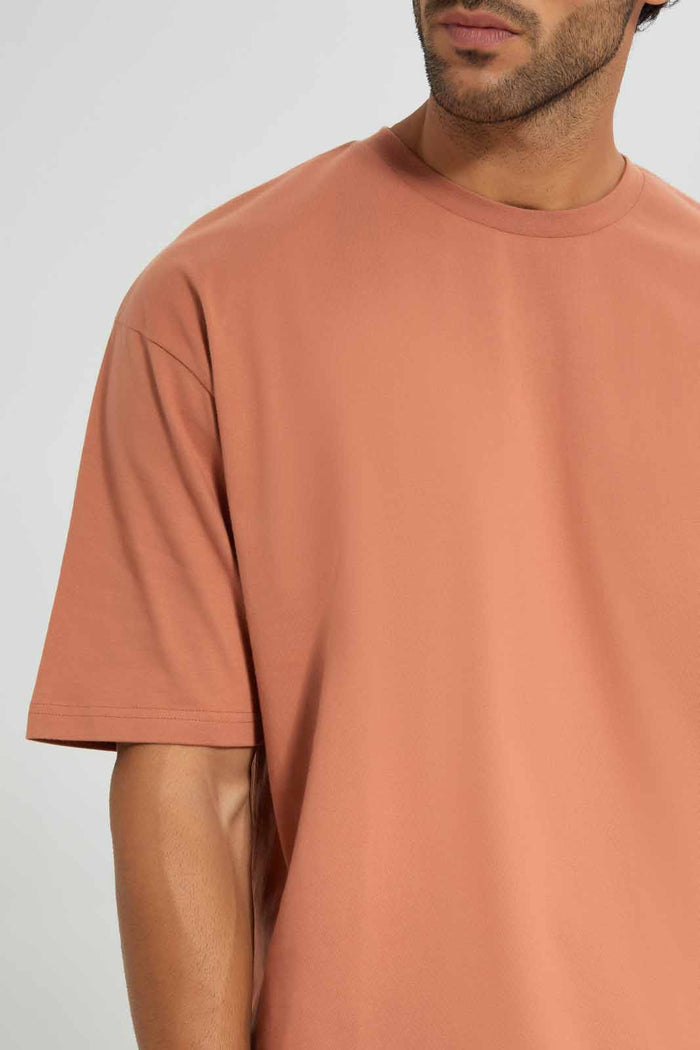 Redtag-Rust-Oversize-T-Shirt-Category:T-Shirts,-Colour:Orange,-Deals:New-In,-Filter:Men's-Clothing,-Men-T-Shirts,-New-In-Men,-Non-Sale,-S22D,-Section:Men-Men's-