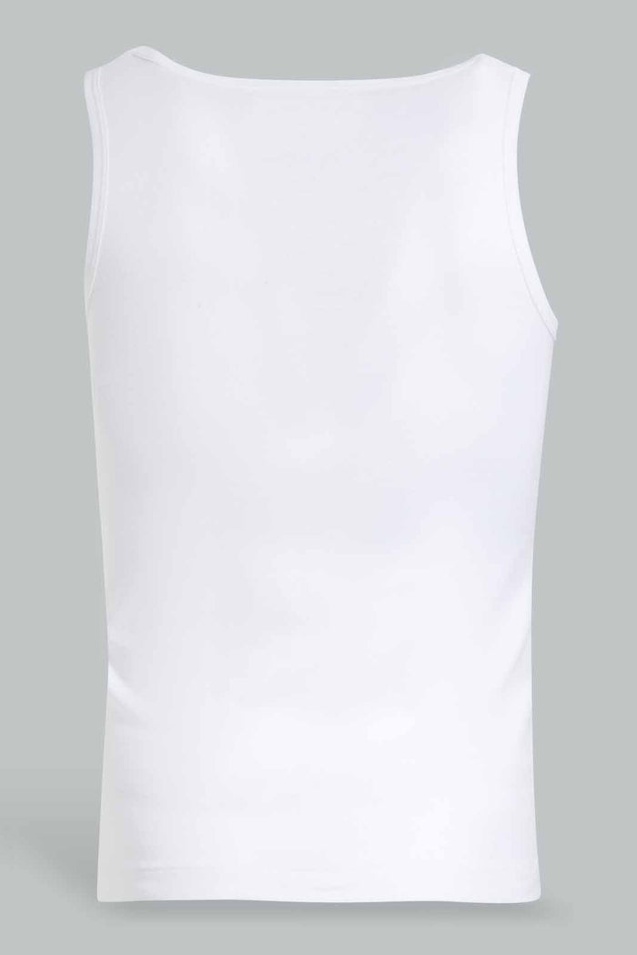 Redtag-White-2-Pcs-Pack-Sleeveless-Vest-Basic-Vests-Senior-Boys-9 to 14 Years