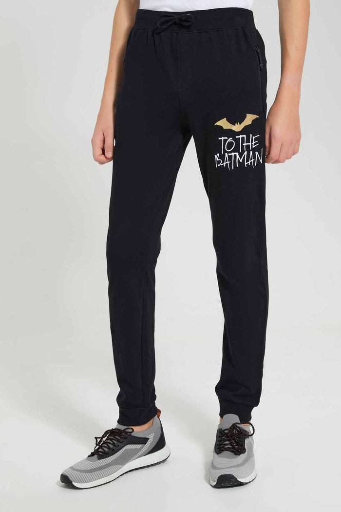 Redtag-Black-Batman-Zip-Thru-Jogger-BSR-Joggers,-Category:Joggers,-CHR,-Colour:Black,-Deals:New-In,-Filter:Senior-Boys-(9-to-14-Yrs),-New-In-BSR-APL,-Non-Sale,-S22D,-Section:Boys-(0-to-14Yrs)-Senior-Boys-9 to 14 Years