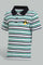 Redtag-Navy-Striped-Yarndyed-Polo-Polo-Shirts-Infant-Boys-3 to 24 Months