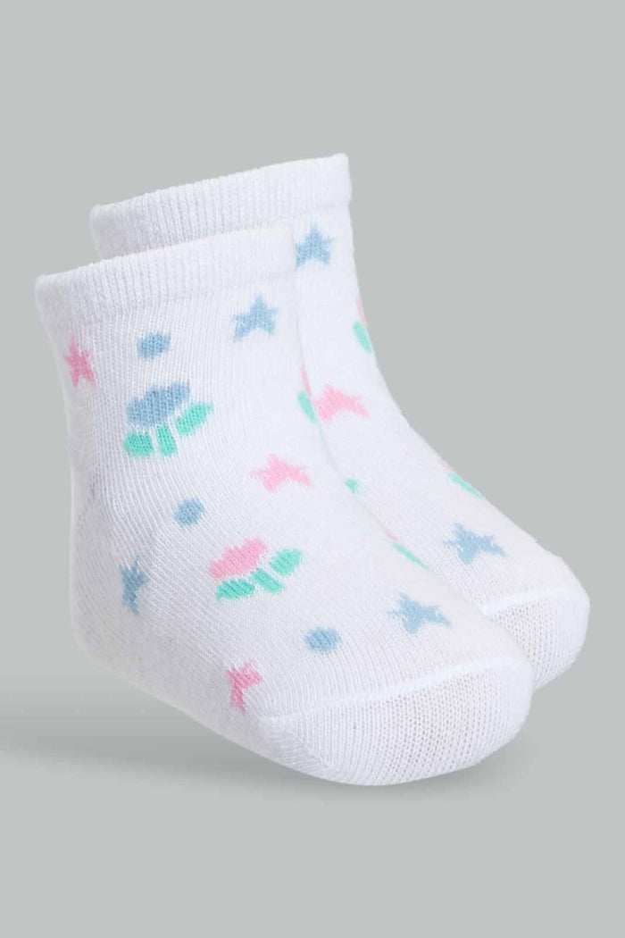 Redtag-Multi-Colour-4Pcs-Pack-Ankle-Length-Printed-Socks-365,-Category:Socks,-Colour:Assorted,-Deals:New-In,-Filter:Infant-Girls-(3-to-24-Mths),-ING-Socks,-New-In-ING-APL,-Non-Sale,-Section:Girls-(0-to-14Yrs)-Infant-Girls-3 to 24 Months