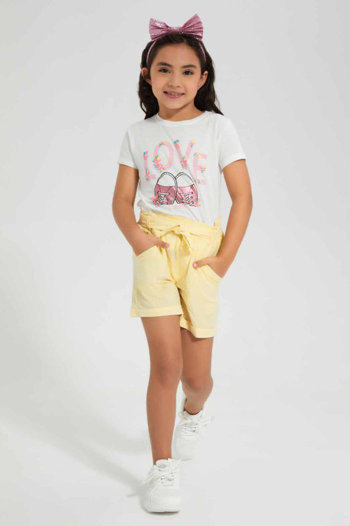 Redtag-Cream-T-Shirt-With-Placment-Print-Category:T-Shirts,-Colour:Cream,-Deals:New-In,-Filter:Girls-(2-to-8-Yrs),-GIR-T-Shirts,-New-In-GIR,-Non-Sale,-S22D,-Section:Girls-(0-to-14Yrs),-TBL-Girls-2 to 8 Years