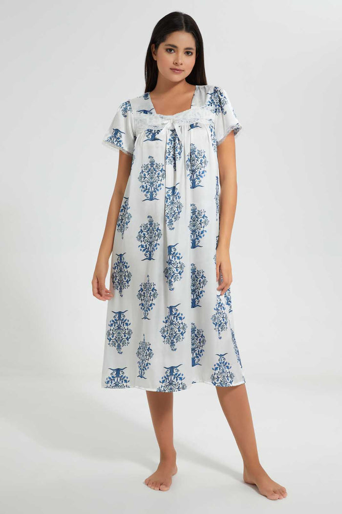 Redtag-Pale-Blue-Floral-Printed-Nightgown-Nightgowns-Women's-