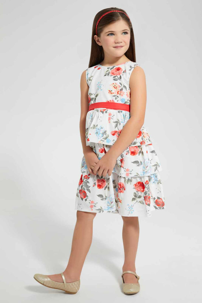 Redtag-White-Aop-Dress-Dresses-Girls-2 to 8 Years