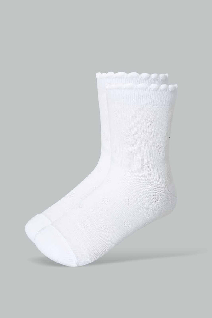 Redtag-White-Pair-Jacquard-Socks-Full-Length-Socks-Girls-2 to 8 Years