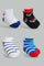 Redtag-Navy-Black-And-Grey-Striped-4-Pack-Socks-(Ankle-Length)-365,-Category:Socks,-Colour:Assorted,-Deals:New-In,-Filter:Infant-Boys-(3-to-24-Mths),-INB-Socks,-New-In-INB-APL,-Non-Sale,-Section:Boys-(0-to-14Yrs)-Infant-Boys-3 to 24 Months