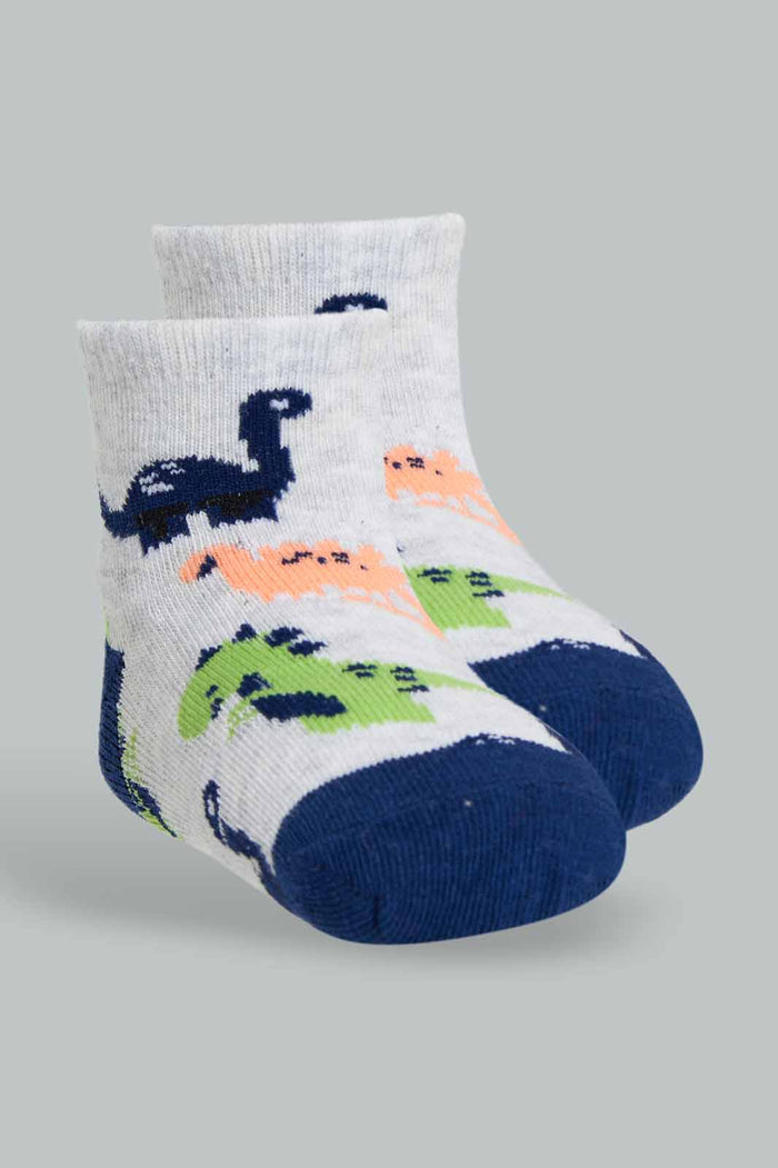 Redtag-Blue-Grey-Car-And-Dino-Printed-4-Pack-Socks-(Ankle-Length)-365,-Category:Socks,-Colour:Assorted,-Deals:New-In,-Filter:Infant-Boys-(3-to-24-Mths),-INB-Socks,-New-In-INB-APL,-Non-Sale,-Section:Boys-(0-to-14Yrs)-Infant-Boys-3 to 24 Months