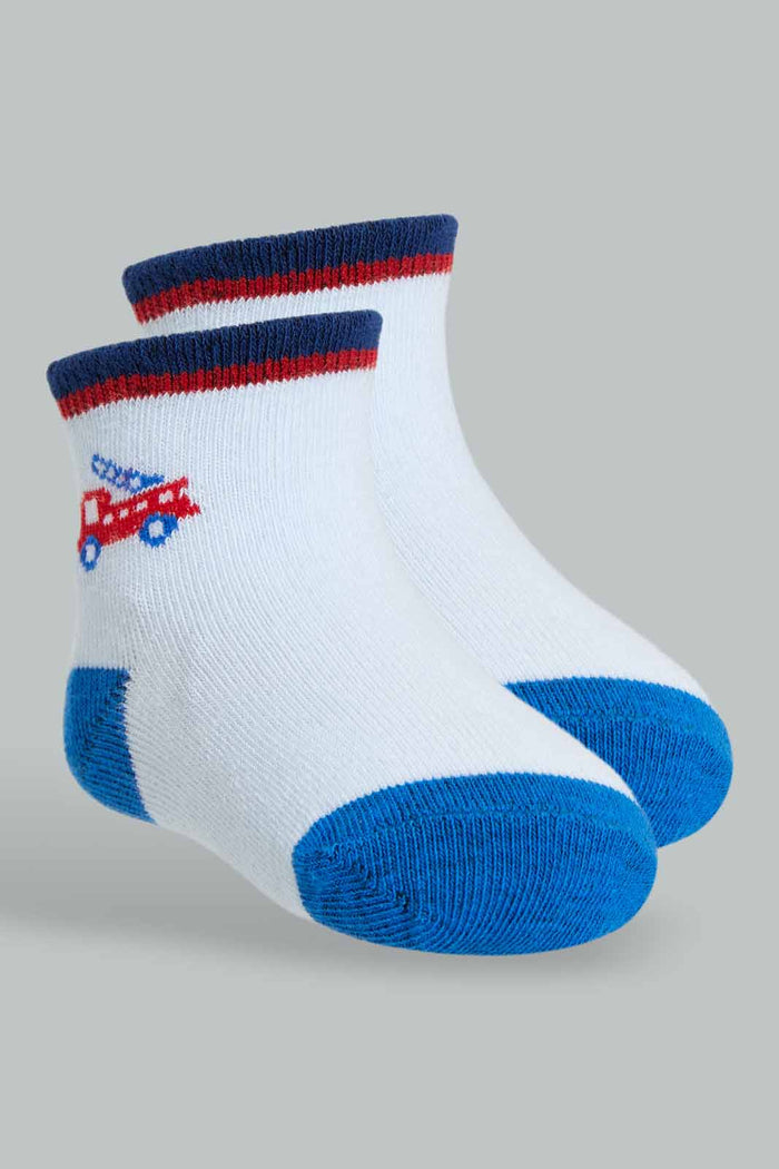 Redtag-Blue-Grey-Car-And-Dino-Printed-4-Pack-Socks-(Ankle-Length)-365,-Category:Socks,-Colour:Assorted,-Deals:New-In,-Filter:Infant-Boys-(3-to-24-Mths),-INB-Socks,-New-In-INB-APL,-Non-Sale,-Section:Boys-(0-to-14Yrs)-Infant-Boys-3 to 24 Months