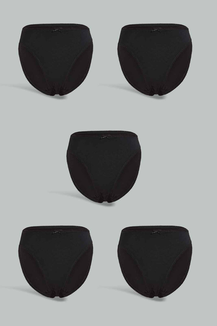 Redtag-Black-Plain-Hi-Leg-Briefs-(5-Pack)-365,-Category:Briefs,-Colour:Black,-Deals:New-In,-Filter:Women's-Clothing,-New-In-Women-APL,-Non-Sale,-Section:Women,-Women-Briefs--