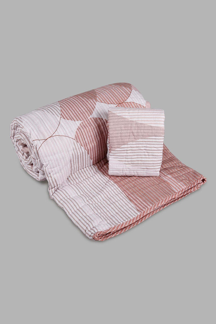 Redtag-Pink-2-Piece-Geometric-Printed-Quilt-Set-(Single-Size)-Category:Quilts,-Colour:Pink,-Deals:New-In,-Filter:Home-Bedroom,-HMW-BED-Quilts,-New-In-HMW-BED,-Non-Sale,-Section:Homewares,-W22A-Home-Bedroom-