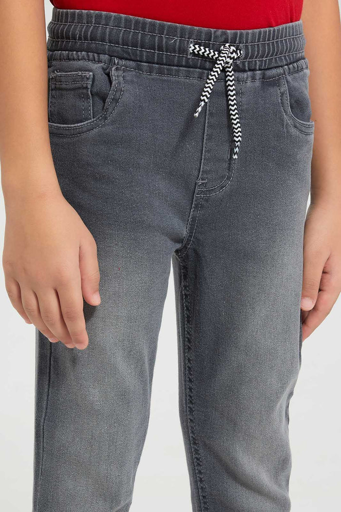 Redtag-Dark-Grey-Elasticated-Waist-Jean-365,-BOY-Jeans,-Category:Jeans,-Colour:Charcoal,-Deals:New-In,-Filter:Boys-(2-to-8-Yrs),-New-In-BOY-APL,-Non-Sale,-Section:Boys-(0-to-14Yrs),-TBL-Boys-2 to 8 Years