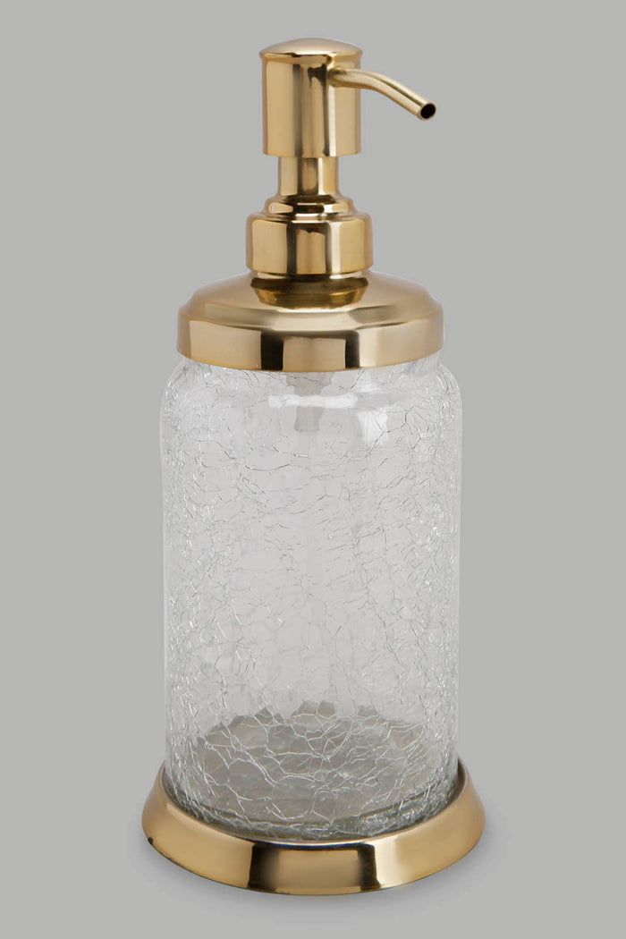 Redtag-Gold-Crackle-Glass-Lotion-Dispenser-Category:Toiletry-Sets,-Colour:Gold,-Deals:New-In,-Filter:Home-Bathroom,-HMW-BAC-Bath-Accessories,-New-In-HMW-BAC,-Non-Sale,-Section:Homewares,-W22B-Home-Bathroom-