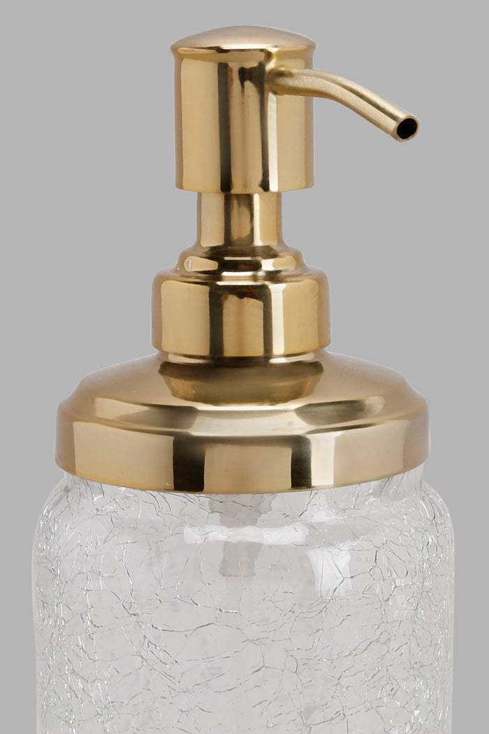 Redtag-Gold-Crackle-Glass-Lotion-Dispenser-Category:Toiletry-Sets,-Colour:Gold,-Deals:New-In,-Filter:Home-Bathroom,-HMW-BAC-Bath-Accessories,-New-In-HMW-BAC,-Non-Sale,-Section:Homewares,-W22B-Home-Bathroom-