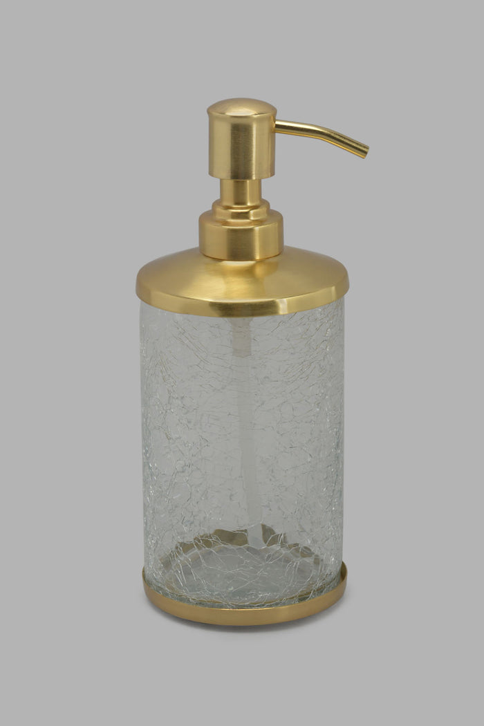 Redtag-Gold-Crackle-Glass-Lotion-Dispenser-Category:Toiletry-Sets,-Colour:Gold,-Deals:New-In,-Filter:Home-Bathroom,-Harmony,-HMW-BAC-Bath-Accessories,-New-In-HMW-BAC,-Non-Sale,-Section:Homewares,-W22O-Home-Bathroom-