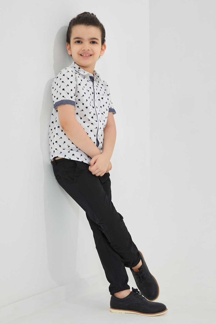 Redtag-Black-Belted-Dobby-Trouser-BOY-Trousers,-Category:Trousers,-Colour:Black,-Deals:New-In,-EID,-Filter:Boys-(2-to-8-Yrs),-New-In-BOY-APL,-Non-Sale,-Section:Boys-(0-to-14Yrs),-W22O-Boys-2 to 8 Years