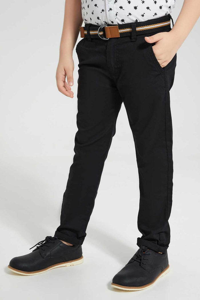 Redtag-Black-Belted-Dobby-Trouser-BOY-Trousers,-Category:Trousers,-Colour:Black,-Deals:New-In,-EID,-Filter:Boys-(2-to-8-Yrs),-New-In-BOY-APL,-Non-Sale,-Section:Boys-(0-to-14Yrs),-W22O-Boys-2 to 8 Years