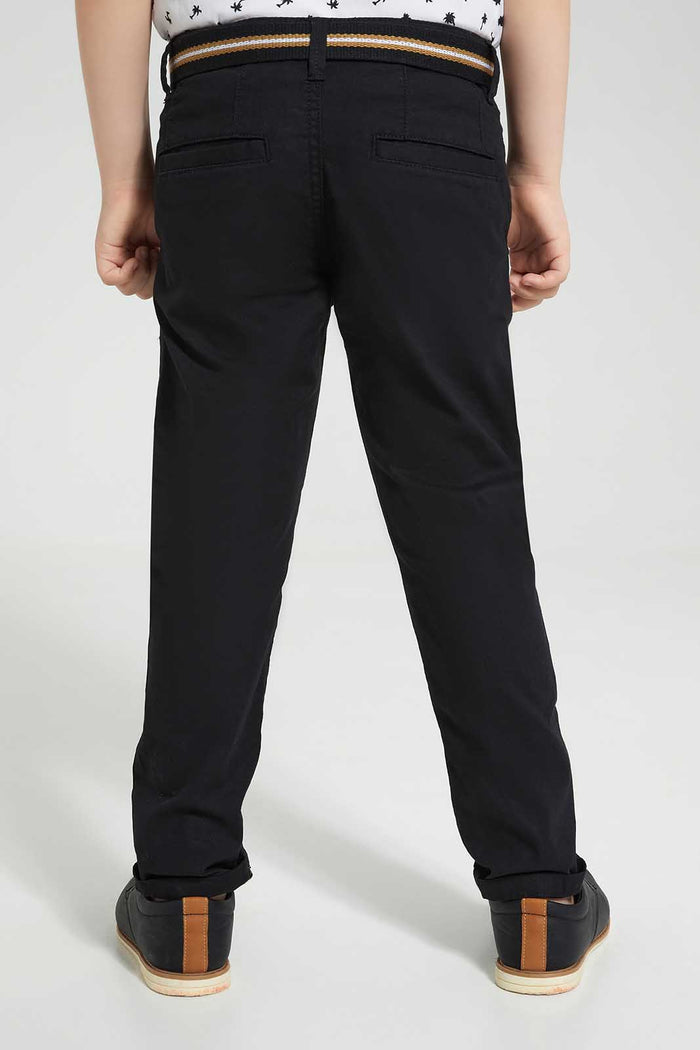 Redtag-Black-Belted-Dobby-Trouser-BOY-Trousers,-Category:Trousers,-Colour:Black,-Deals:New-In,-EID,-Filter:Boys-(2-to-8-Yrs),-New-In-BOY-APL,-Non-Sale,-Section:Boys-(0-to-14Yrs),-W22O-Boys-2 to 8 Years