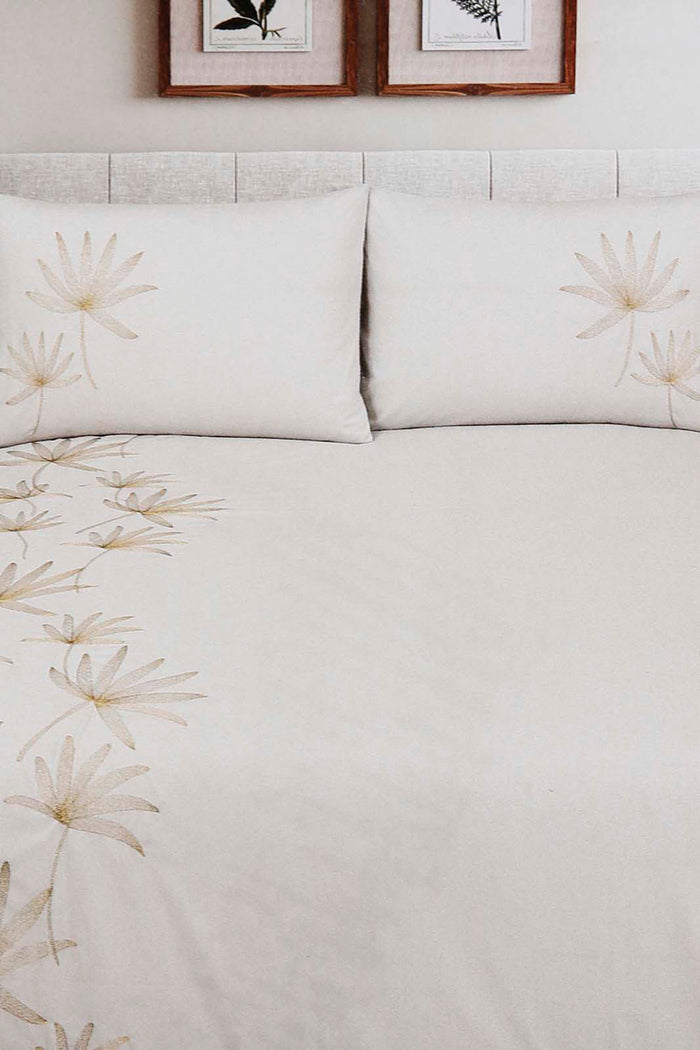 Redtag-Grey-3-Piece-Floral-Embroidery-Duvet-Cover-Set-(King-Size)-Category:Duvet-Covers,-Colour:Grey,-Deals:New-In,-Elsa,-Filter:Home-Bedroom,-HMW-BED-Duvet-Covers,-New-In-HMW-BED,-Non-Sale,-Section:Homewares,-W22O-Home-Bedroom-