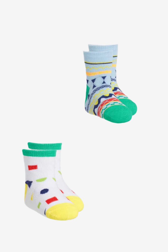 Redtag-Whitre-Splatter-Print-Impulse-Socks-2-Pack-(Ankle-Length)-365,-Category:Socks,-Colour:Assorted,-Deals:New-In,-Filter:Infant-Boys-(3-to-24-Mths),-IMP,-INB-Socks,-New-In-INB-APL,-Non-Sale,-Section:Boys-(0-to-14Yrs)-Infant-Boys-3 to 24 Months