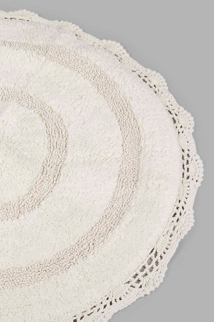 Redtag-White-Cotton-Tufted-Crochet-Round-Dhurrie-Category:Rugs,-Colour:White,-Deals:New-In,-Filter:Home-Decor,-Harmony,-HMW-HOM-Rugs-&-Door-Mats,-New-In-HMW-HOM,-Non-Sale,-Section:Homewares,-W22A-Home-Decor-