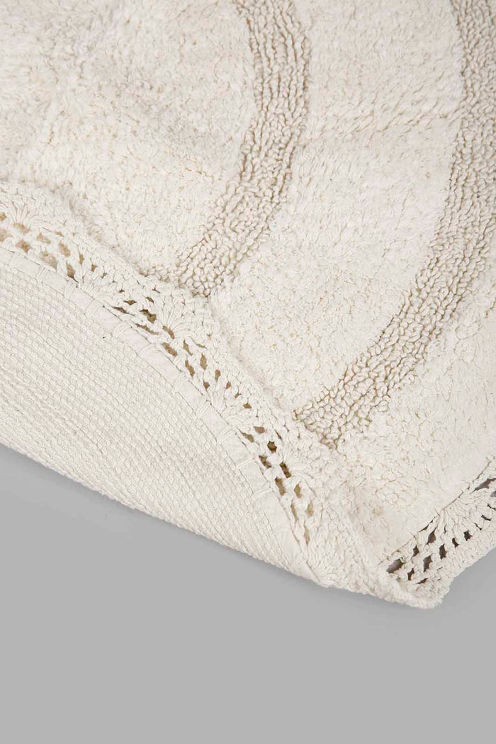 Redtag-White-Cotton-Tufted-Crochet-Round-Dhurrie-Category:Rugs,-Colour:White,-Deals:New-In,-Filter:Home-Decor,-Harmony,-HMW-HOM-Rugs-&-Door-Mats,-New-In-HMW-HOM,-Non-Sale,-Section:Homewares,-W22A-Home-Decor-